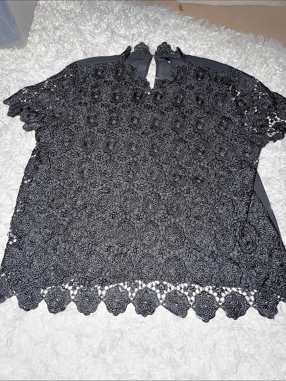 Who what wear Black Lace Floral Blouse Size XXL Like New